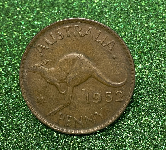 Australian 1 Cent LARGE PENNY COIN 1952 KING GEORGE VI VG/F CONDITION