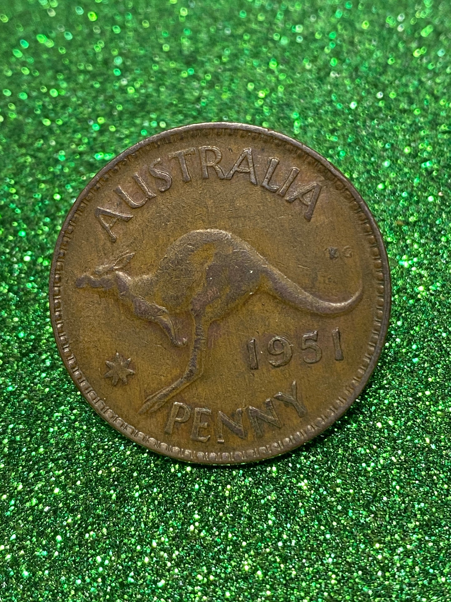 Australian 1 Cent LARGE PENNY COIN 1951 KING GEORGE VI VG/F CONDITION