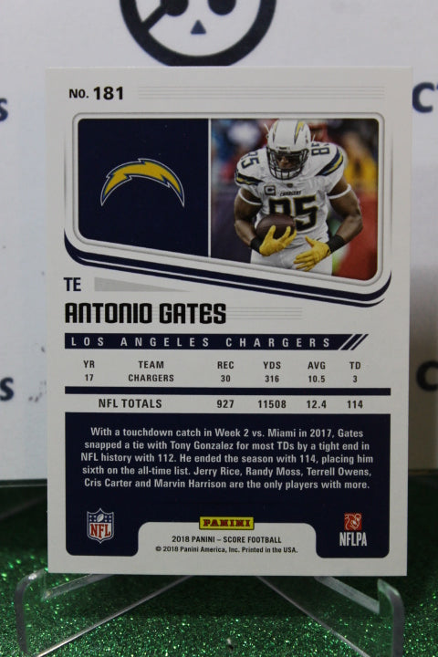 2018 PANINI SCORE ANTONIO GATES # 181 NFL LOS ANGELES CHARGERS GRIDIRON CARD