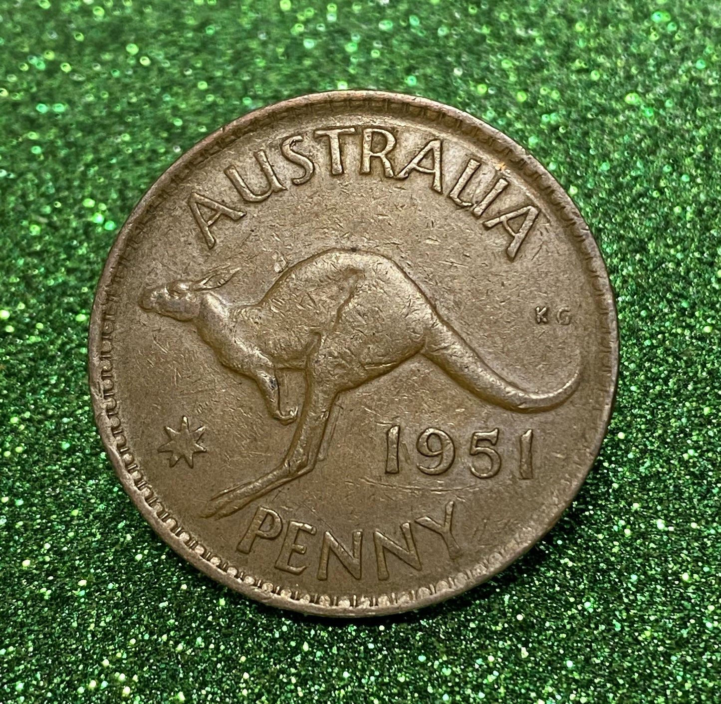 Australian 1 Cent LARGE PENNY COIN 1951 KING GEORGE VI VG/F CONDITION