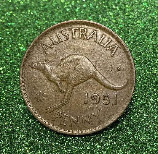 Australian 1 Cent LARGE PENNY COIN 1951 KING GEORGE VI VG/F CONDITION