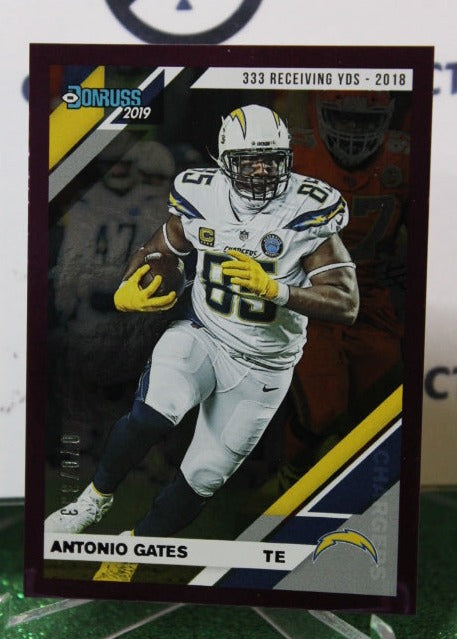 2019 PANINI DONRUSS ANTONIO GATES # 136 PURPLE 070/333 NFL LOS ANGELES CHARGERS GRIDIRON CARD