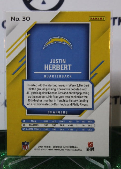 2021 PANINI DONRUSS ELITE JUSTIN HERBERT # 30 NFL LOS ANGELES CHARGERS GRIDIRON CARD