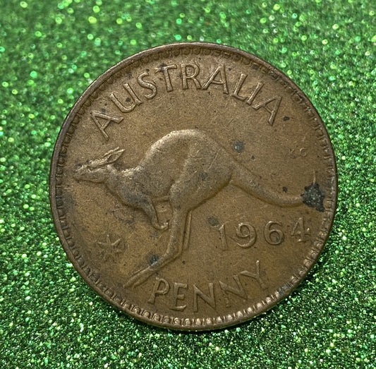 Australian 1 Cent LARGE PENNY COIN 1964 Queen Elizabeth VG/F CONDITION
