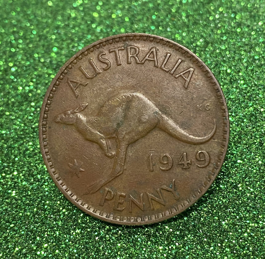 Australian 1 Cent LARGE PENNY COIN 1949 KING GEORGE VI VG/F CONDITION