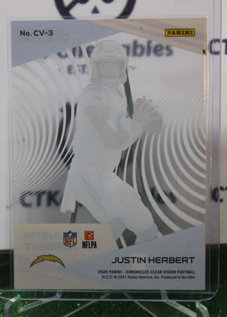 2020 PANINI CHRONICLES CLEAR VISION JUSTIN HERBERT # CV-3 ROOKIE NFL LOS ANGELES CHARGERS GRIDIRON CARD