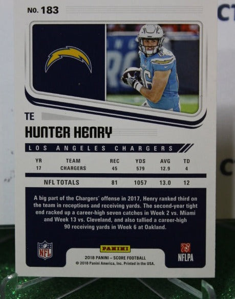 2018 PANINI SCORE HUNTER HENRY # 183 NFL LOS ANGELES CHARGERS GRIDIRON CARD