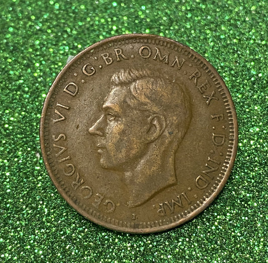 Australian 1 Cent LARGE PENNY COIN 1942 KING GEORGE VI VG/F CONDITION