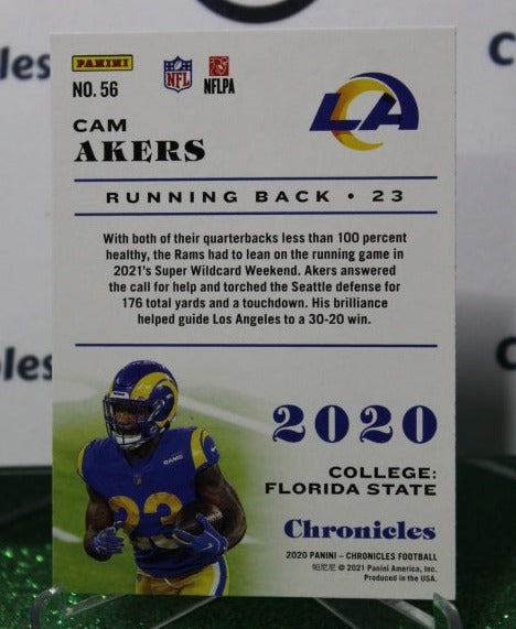 2020 PANINI CHRONICLES CAM AKERS # 56 ROOKIE NFL LOS ANGELES RAMS GRIDIRON CARD