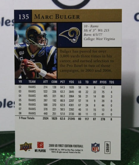 2009 PANINI UPPER DECK MARC BULGER # 135 GOLD NFL LOS ANGELES RAMS GRIDIRON CARD