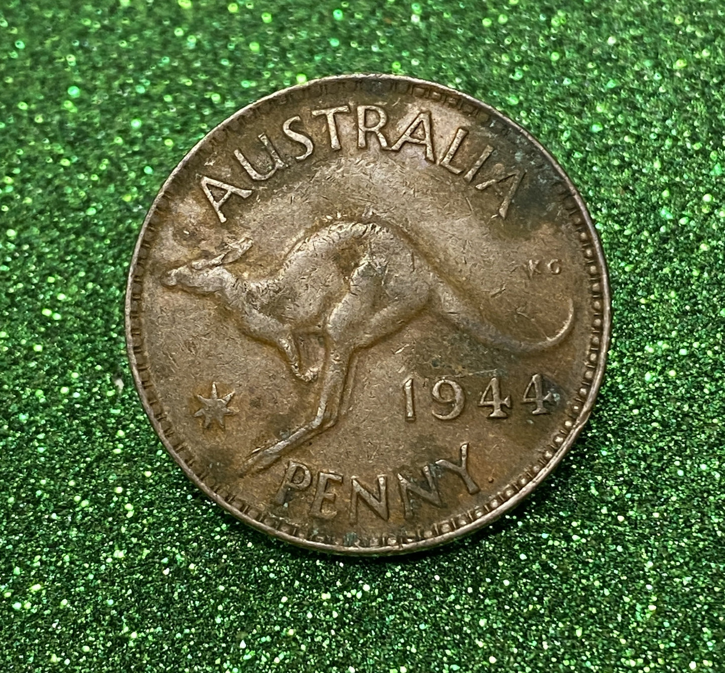 Australian 1 Cent LARGE PENNY COIN 1944 KING GEORGE VI VG/F CONDITION