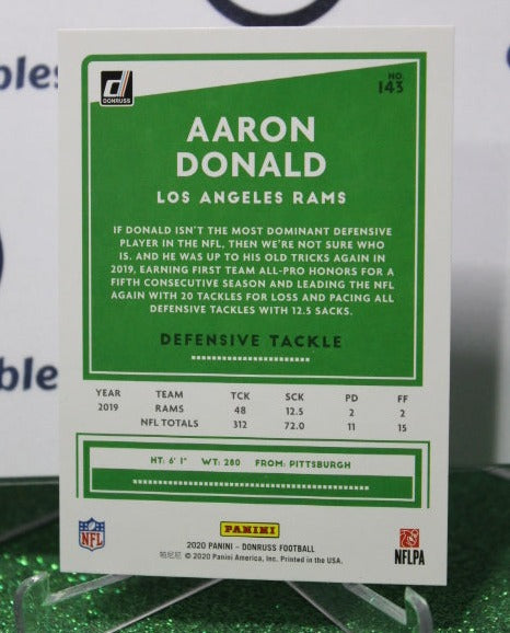 2020 PANINI DONRUSS ARRON DONALD # 143 NFL LOS ANGELES RAMS GRIDIRON CARD