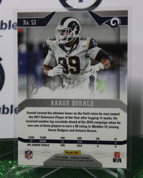 2018 PANINI PHOENIX ARRON DONALD # 53 NFL LOS ANGELES RAMS GRIDIRON CARD