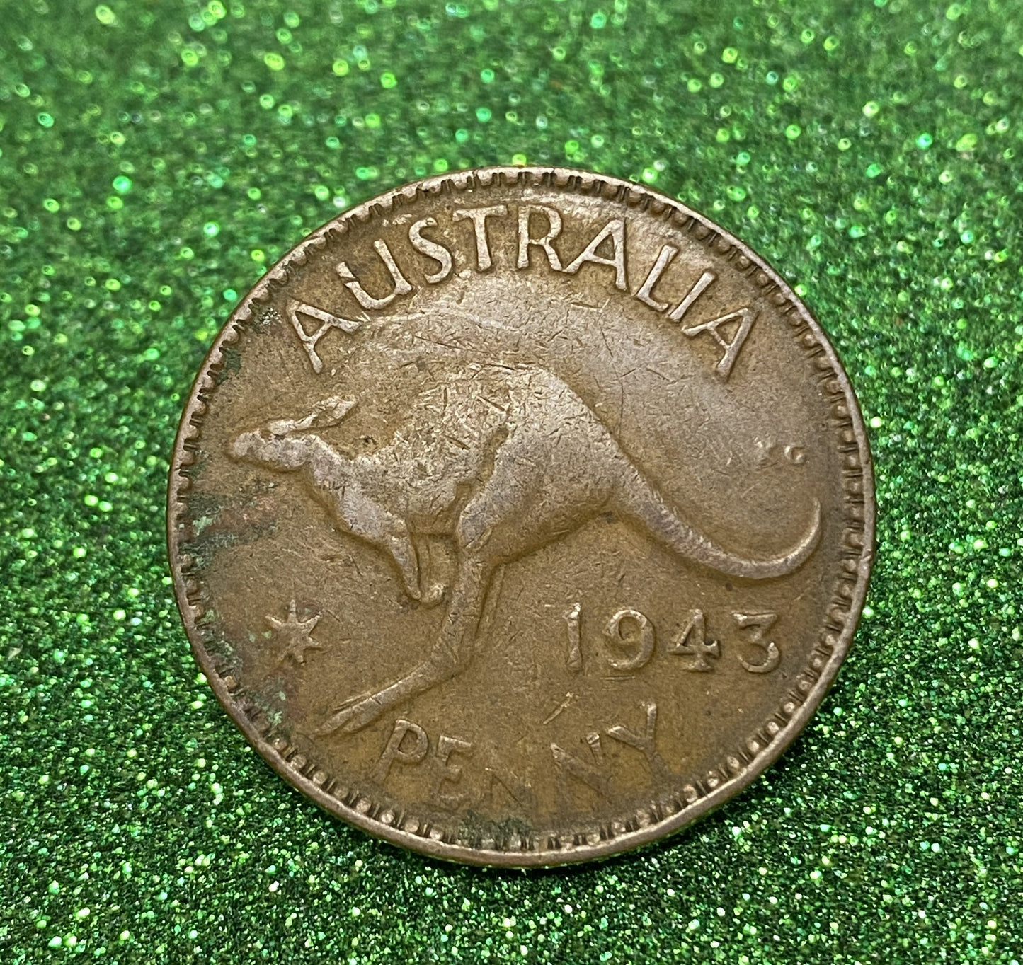 Australian 1 Cent LARGE PENNY COIN 1943 KING GEORGE VI VG/F CONDITION