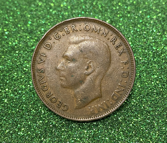 Australian 1 Cent LARGE PENNY COIN 1944 KING GEORGE VI VG/F CONDITION