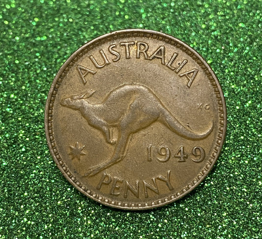 Australian 1 Cent LARGE PENNY COIN 1949 KING GEORGE VI VG/F CONDITION