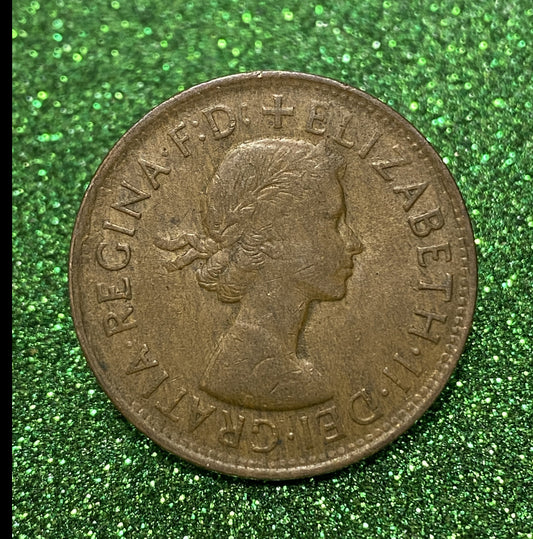 Australian 1 Cent LARGE PENNY COIN 1958 Queen Elizabeth VG/F CONDITION