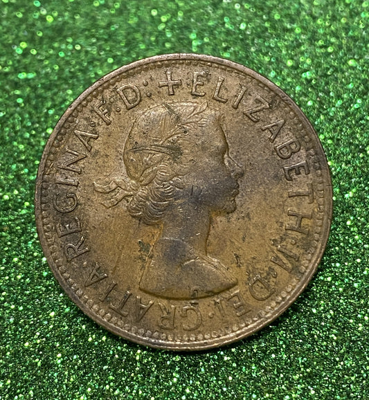 Australian 1 Cent LARGE PENNY COIN 1958 Queen Elizabeth VG/F CONDITION