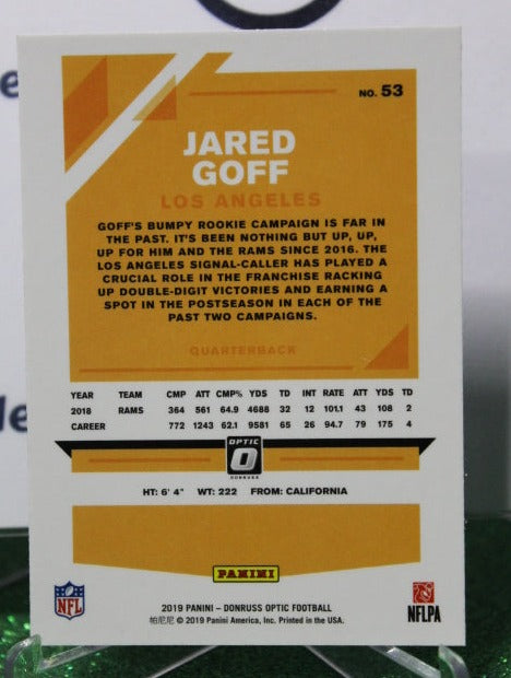 2019 PANINI DONRUSS OPTIC JARED GOFF # 53 NFL LOS ANGELES RAMS GRIDIRON CARD