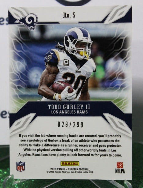 2018 PANINI PHOENIX TODD GURLET II # 5 ADRENALINE RUSH RED 029/299 NFL LOS ANGELES RAMS GRIDIRON CARD