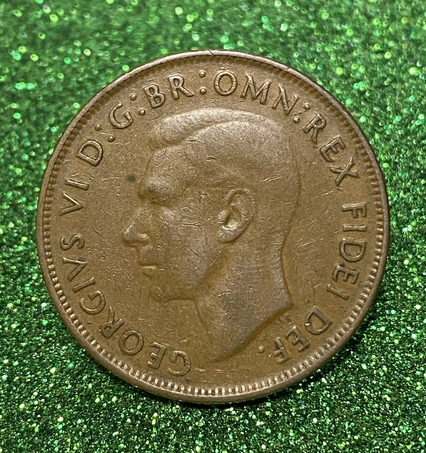 Australian 1 Cent LARGE PENNY COIN 1952 KING GEORGE VI VG/F CONDITION