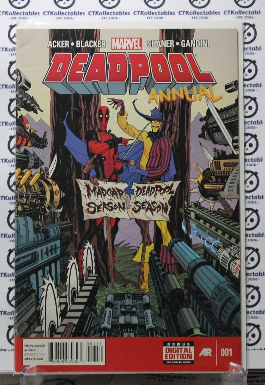 DEADPOOL # 001 ANNUAL MADCAR SEASON MARVEL COMIC BOOK MATURE READERS 2014