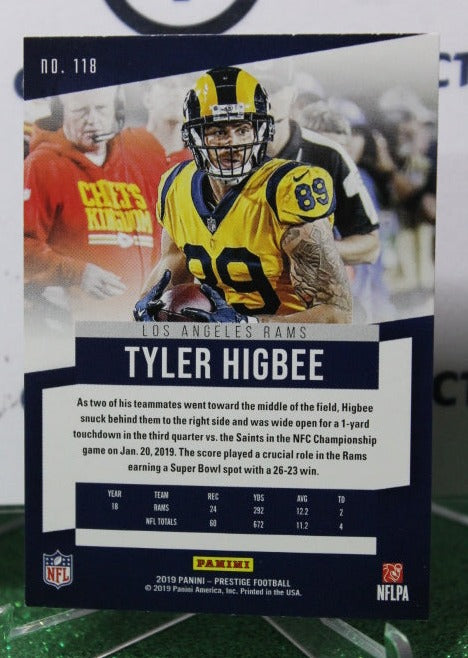 2019 PANINI PRESTIGE TYLER HIGBEE # 118 NFL LOS ANGELES RAMS GRIDIRON CARD