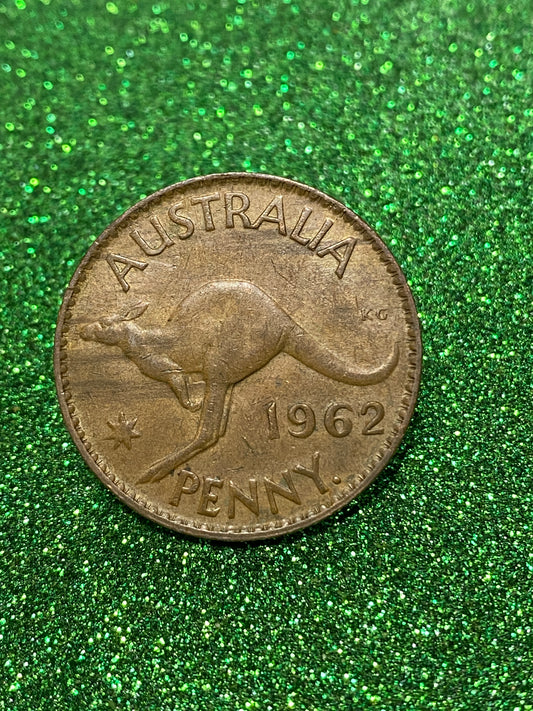 Australian 1 Cent LARGE PENNY COIN 1962 Queen Elizabeth F/VF CONDITION
