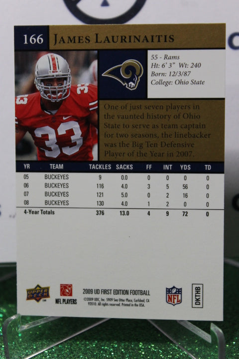 2009 UPPER DECK JAMES LAURINAITIS # 166 GOLD NFL LOS ANGELES RAMS GRIDIRON CARD