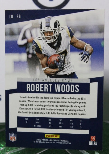 2019 PANINI PRESTIGE ROBERT WOODS # 26 NFL LOS ANGELES RAMS GRIDIRON CARD