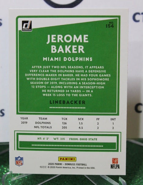 2020 PANINI DONRUSS JEROME BAKER # 154 NFL MIAMI DOLPHINS GRIDIRON CARD