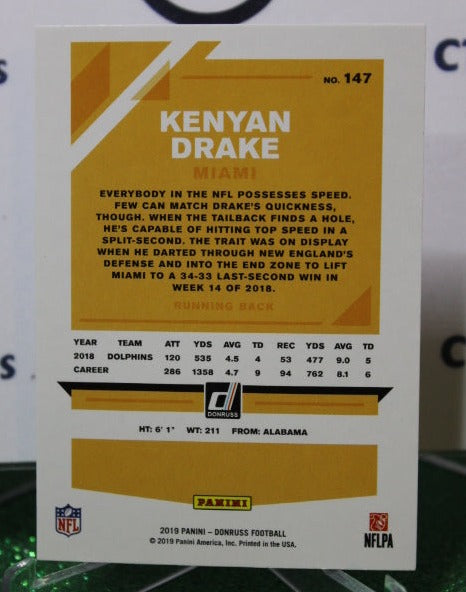 2019 PANINI DONRUSS KENYAN DRAKE # 147 NFL MIAMI DOLPHINS GRIDIRON CARD