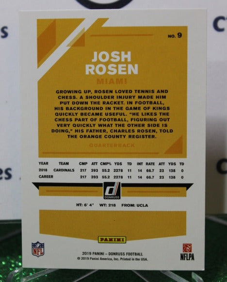 2019 PANINI DONRUSS JOSH ROSEN # 9 NFL MIAMI DOLPHINS GRIDIRON CARD