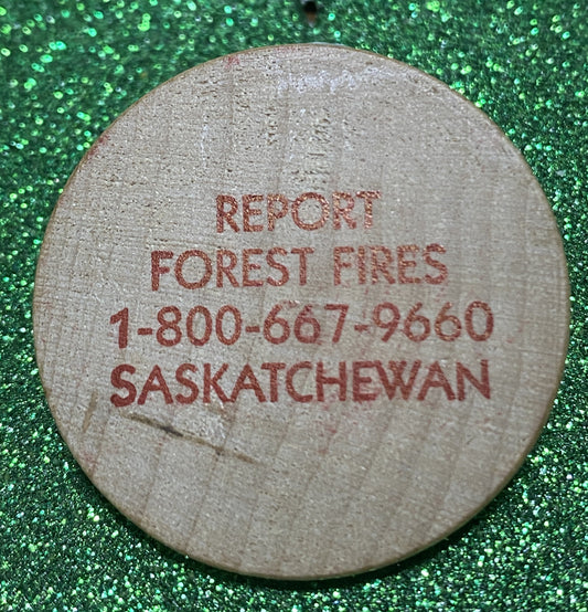 HELP PREVENT WILDFIRES SMOKEY THE BEAR SASKATCHEWAN TOKEN SOUVENIR CANADIAN COIN VF/UNC