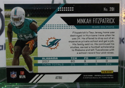 2018 PANINI UNPARALLELED MINKAH FITZPATRICK # 201 ROOKIE ASTRAL 185/200 NFL MIAMI DOLPHINS GRIDIRON CARD