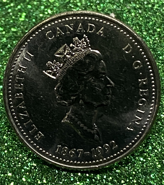 CANADIAN 1992 SASKATCHEWAN Queen Elizabeth II 25 CENTS QUARTER COIN AU / UNC CONDITION