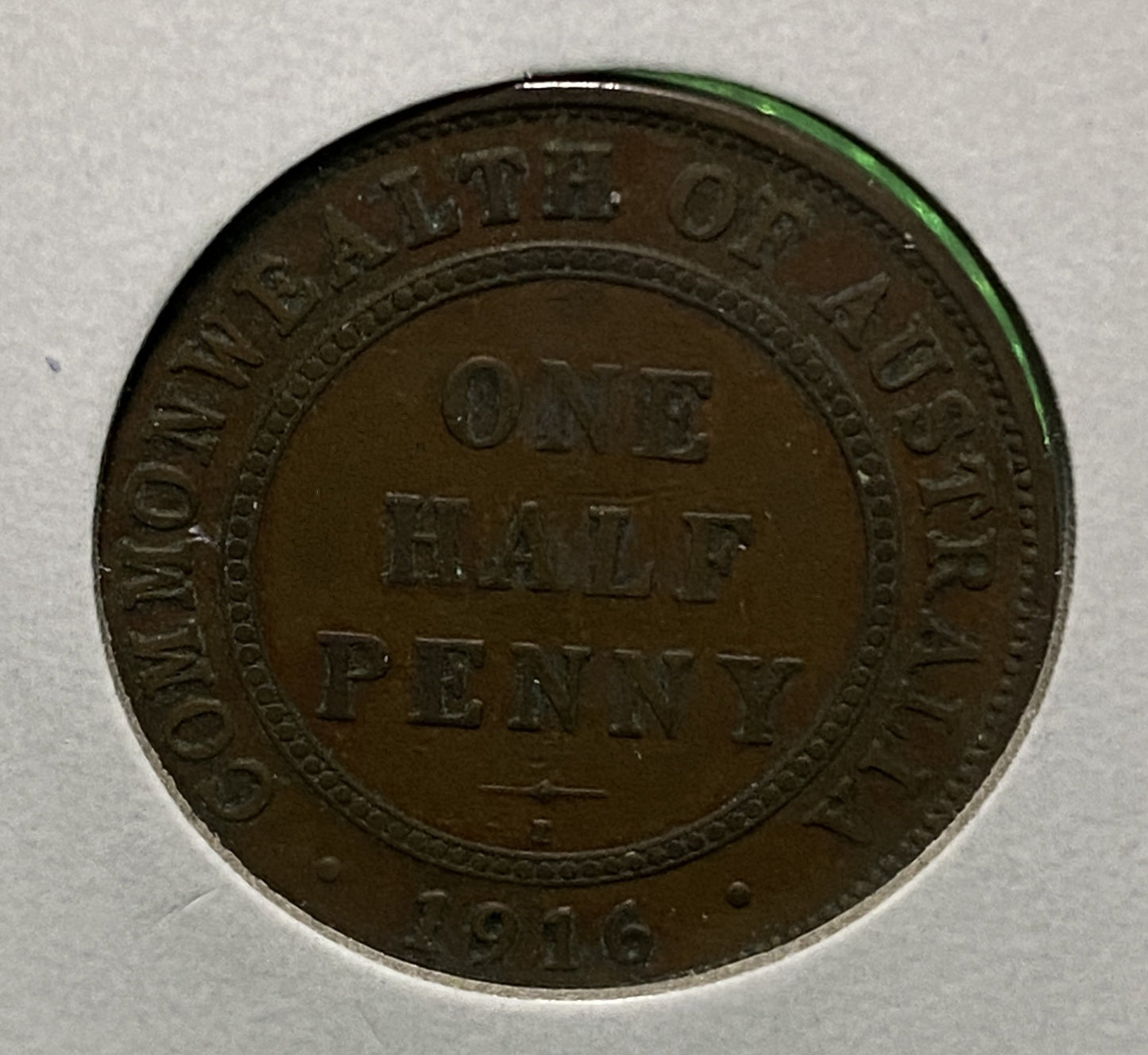 Australian HALF PENNY COIN 1916 KING GEORGE V ( VG/F ) CONDITION