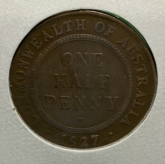 Australian HALF PENNY COIN 1927 KING GEORGE V ( F/VF ) CONDITION