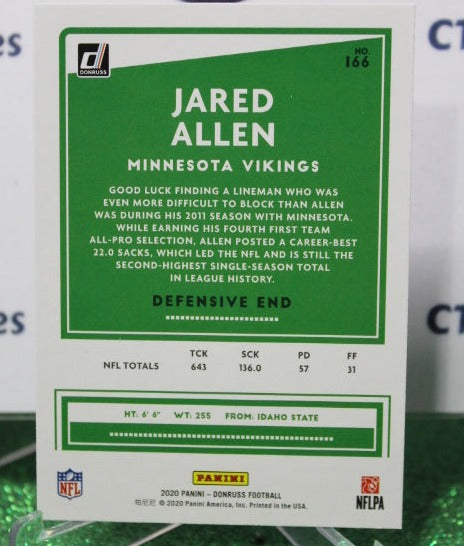 2020 PANINI DONRUSS JARED ALLEN # 166 NFL MINNESOTA VIKINGS GRIDIRON CARD