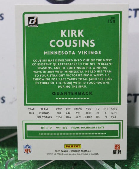 2020 PANINI DONRUSS KIRK COUSINS # 158 NFL MINNESOTA VIKINGS GRIDIRON CARD
