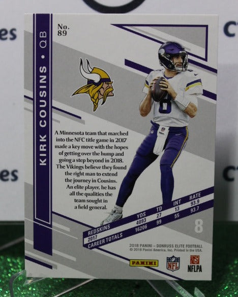 2018 PANINI DONRUSS ELITE KIRK COUSINS # 89 NFL MINNESOTA VIKINGS GRIDIRON CARD