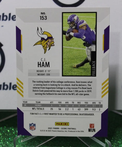 2021 PANINI SCORE C.J. HAM # 153 NFL MINNESOTA VIKINGS GRIDIRON CARD
