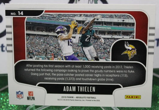2019 PANINI ABSOLUTE ADAM THIELEN # 14 RED ZONE NFL MINNESOTA VIKINGS GRIDIRON CARD
