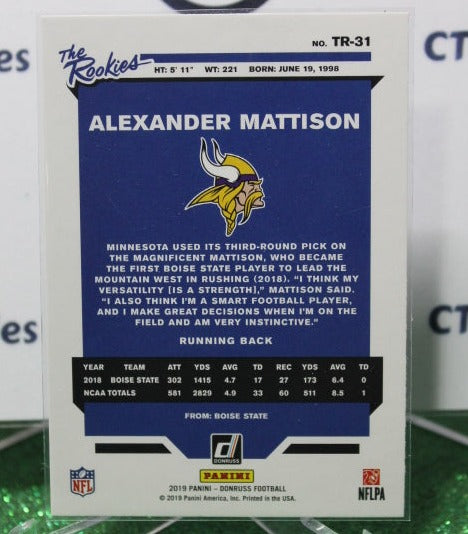 2019 PANINI DONRUSS ALEXANDER MATTISON # TR-31 ROOKIE PRIZM GREEN NFL MINNESOTA VIKINGS GRIDIRON CARD