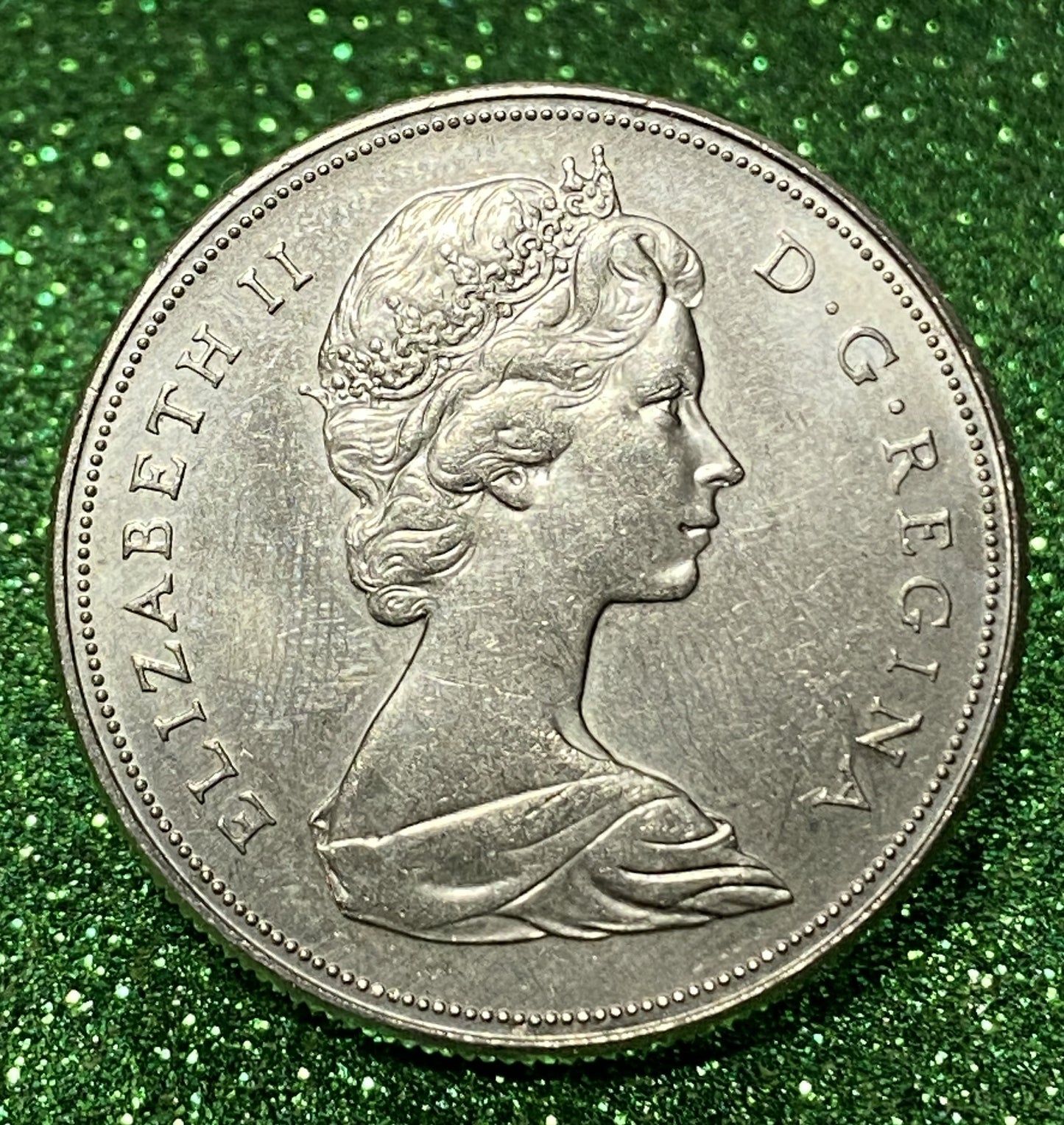 CANADIAN $1 DOLLAR COIN MANITOBA QUEEN ELIZABETH II 1870-1970 (VF+/AU)