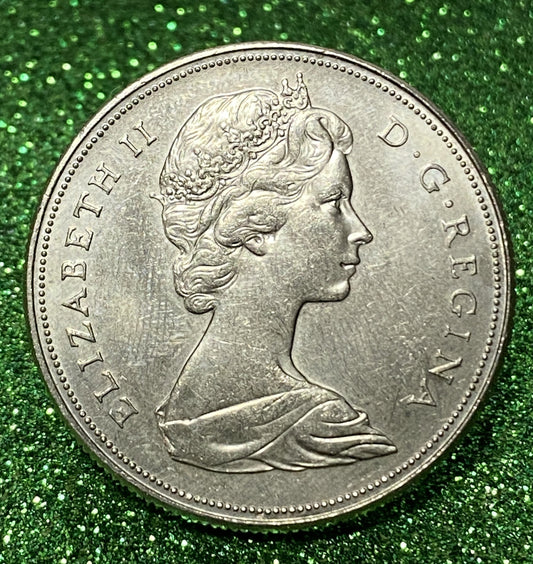 CANADIAN $1 DOLLAR COIN MANITOBA QUEEN ELIZABETH II 1870-1970 (VF+/AU)