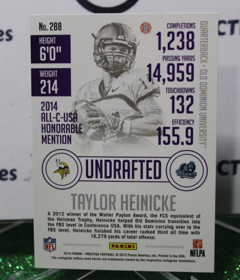 2015 PANINI PRESTIGE TAYLOR HEINICKE # 288 ROOKIE NFL MINNESOTA VIKINGS GRIDIRON CARD