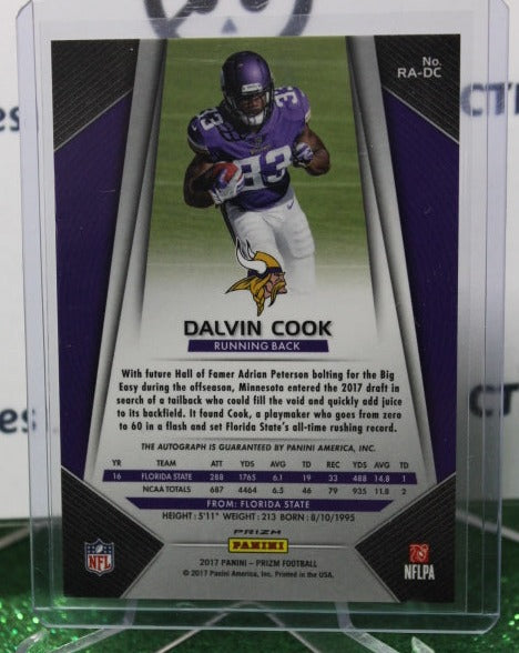 2017 PANINI PRIZM DALVIN COOK # RA-DC ROOKIE SILVER AUTO NFL MINNESOTA VIKINGS GRIDIRON CARD
