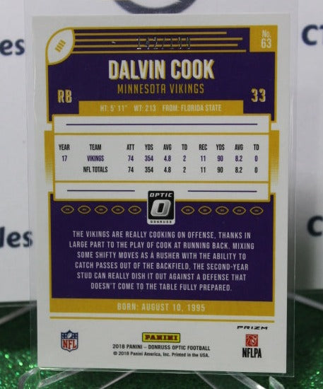 2018 PANINI DONRUSS OPTIC DALVIN COOK # 63 ORANGE 142/199 NFL MINNESOTA VIKINGS GRIDIRON CARD