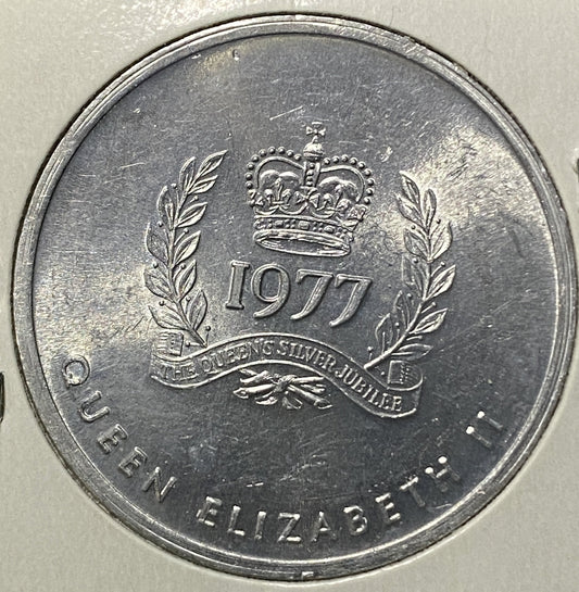 CANADIAN COMMEMORATIVE TOKEN COIN BRITISH COLUMBIA QUEEN ELIZABETH SILVER JUBILEE 1977 (VF/AU)